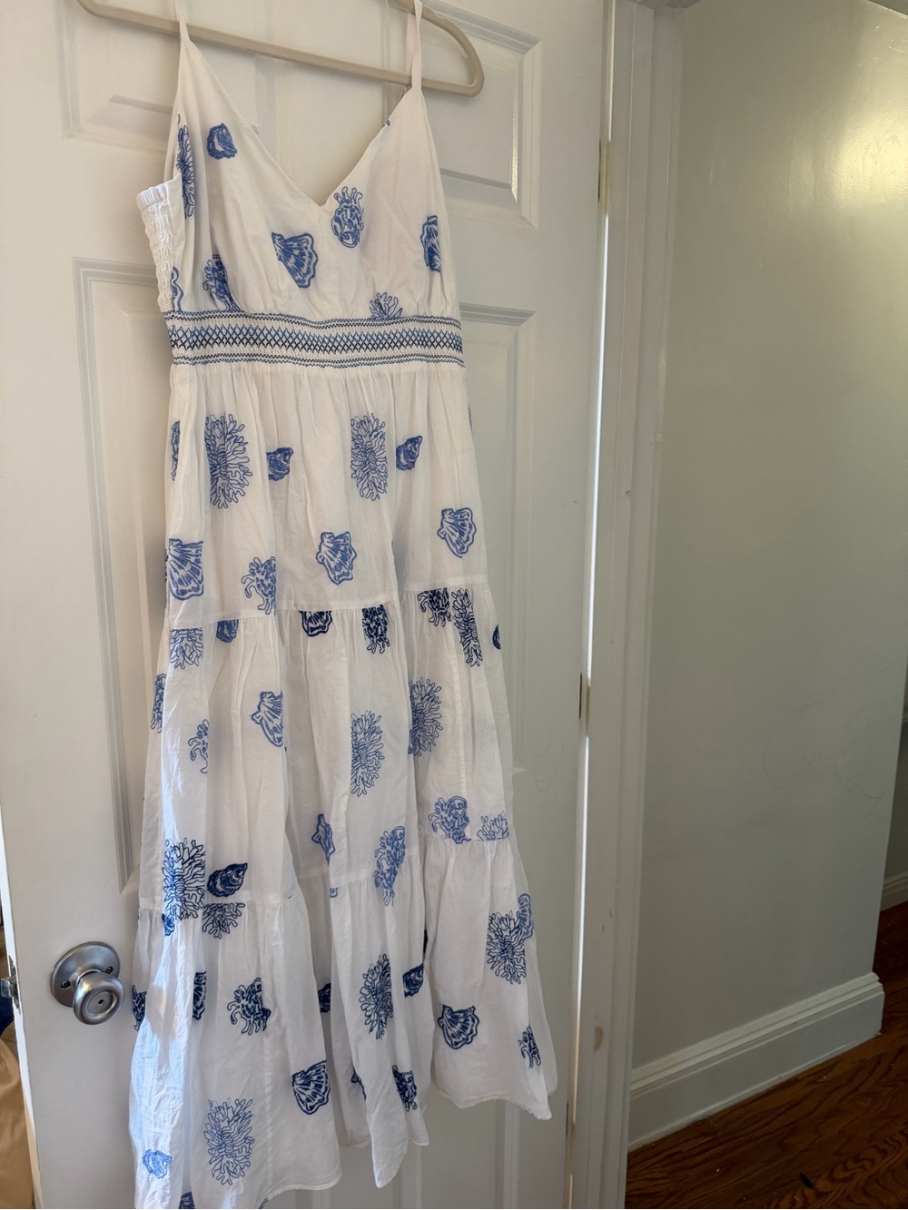 Lilly Pulitzer White Maxi Dress with Blue Floral Print